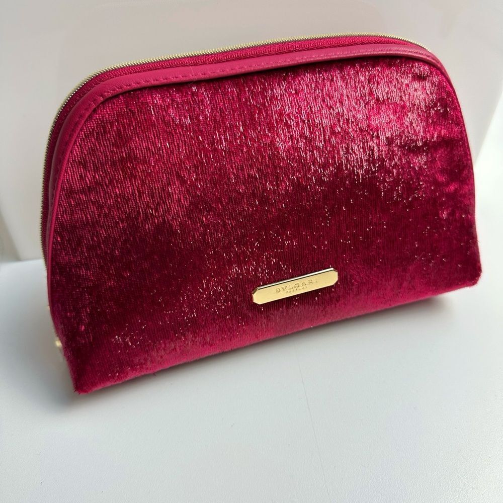Bvlgari Merlot Zip Around Makeup Cosmetic Bag Case NEW!